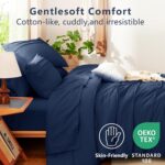 CozyLux Queen Comforter Set Navy Blue, 7 Pieces Soft Pinch Pleat Bed in a Bag Qu... - Image 4