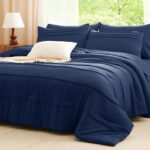 CozyLux Queen Comforter Set Navy Blue, 7 Pieces Soft Pinch Pleat Bed in a Bag Qu... - Image 8