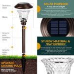GIGALUMI 8 Pack Solar Pathway Lights, Solar Garden Lights Outdoor Warm White, Wa... - Image 7