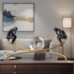 Thinker Statue & Sculpture, Modern Home Decor Statue, Gold Abstract Thinker Scul... - Image 5