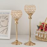 VINCIGANT Gold Crystal Candle Holders Set of 2,Pillar Candlesticks for Table Cen... - Image 4