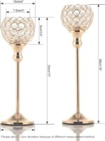 VINCIGANT Gold Crystal Candle Holders Set of 2,Pillar Candlesticks for Table Cen... - Image 5