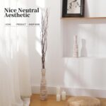 ALMA 16" Tall Floor Vase for Pampas Grass,White Brown Ceramic Centerpiece for Dr... - Image 5