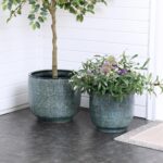 LuxenHome 15.5" Dia Large Ceramic Pots for Plants, Modern Green Glazed Planters ... - Image 4
