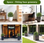 2ft Artificial Cedar Topiary Ball Trees Outdoor, 24" UV Resistant Faux Potted Pl... - Image 6