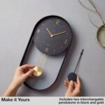 Driini Modern Pendulum Wall Clock - Black and Gold Decorative Wall Clock with Pe... - Image 3