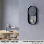 Driini Modern Pendulum Wall Clock - Black and Gold Decorative Wall Clock with Pe... - Image 4