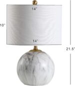 JONATHAN Y 21.5" White/Brass Gold Faux Marble Resin Table Lamp, Glam Geometric S... - Image 4