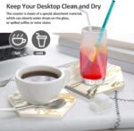 Coasters Set of 8 with Metal Holder Stand, Marble Design Ceramic Coaster Set, Co... - Image 4