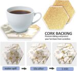 Coasters Set of 8 with Metal Holder Stand, Marble Design Ceramic Coaster Set, Co... - Image 5