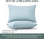 Feather & Stitch 100% Cotton Standard Pillow Covers Set of 2, 500TC Envelope Clo... - Image 4
