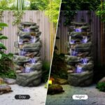 SunJet 40.5” High Rocks Outdoor Water Fountain - 6-Tiers Cascading Waterfall wit... - Image 4