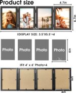 WARM&LOVE 4 Picture Frame, 4x6 Four Folding Hinged Photo Frames, Rustic Wood Des... - Image 3