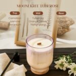 M&SENSE 16.6oz Natural Soy Large Jar Candle with Wooden Wick | Moonlight Tuberos... - Image 4