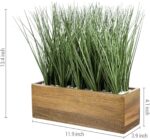 MyGift Artificial Grass Plants in Premium Acacia Solid Wood Planter Box, 12 Inch... - Image 5