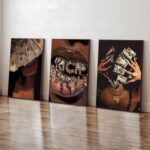 3Pcs Trendy Luxury Girl Canvas Wall Art African American Woman Wall Decor Fashio... - Image 3