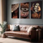 3Pcs Trendy Luxury Girl Canvas Wall Art African American Woman Wall Decor Fashio... - Image 5
