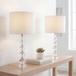 JONATHAN Y 28.5" Clear Crystal Faceted Orb Table Lamp Set of 2, Modern Glam Chro... - Image 3