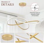 D31.5in Modern LED Chandelier Gold Ring Chandelier High Ceiling Contemporary wit... - Image 7