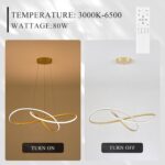 D31.5in Modern LED Chandelier Gold Ring Chandelier High Ceiling Contemporary wit... - Image 8