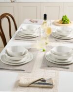 Famiware Porcelain kitchen plates and bowls set, Modern dishes set for 6, Handma... - Image 6
