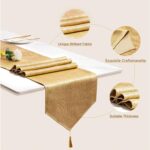 BALCONY & FALCON Gold Table Runner Lustrous Linen 14"x71" Water Resistant Washab... - Image 3