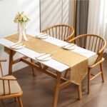 BALCONY & FALCON Gold Table Runner Lustrous Linen 14"x71" Water Resistant Washab... - Image 5