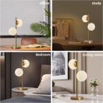 Mid Century Modern Table lamp Luxury Brass Sphere Globe Lamp White Glass Night L... - Image 7