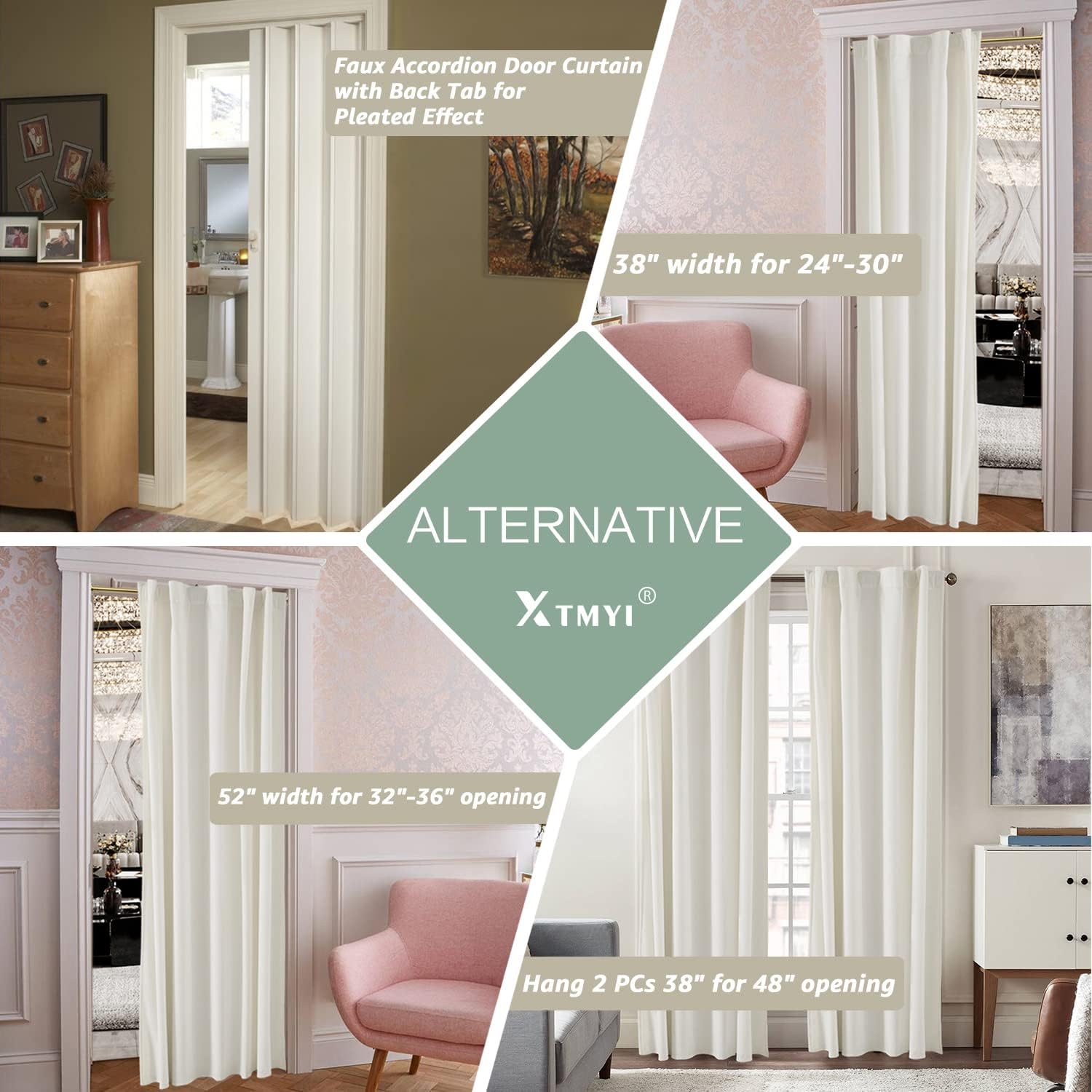 Cream Colored Room Darkening Curtains 80 Inch Length for Bedroom Closet Door,Lig... - Image 3