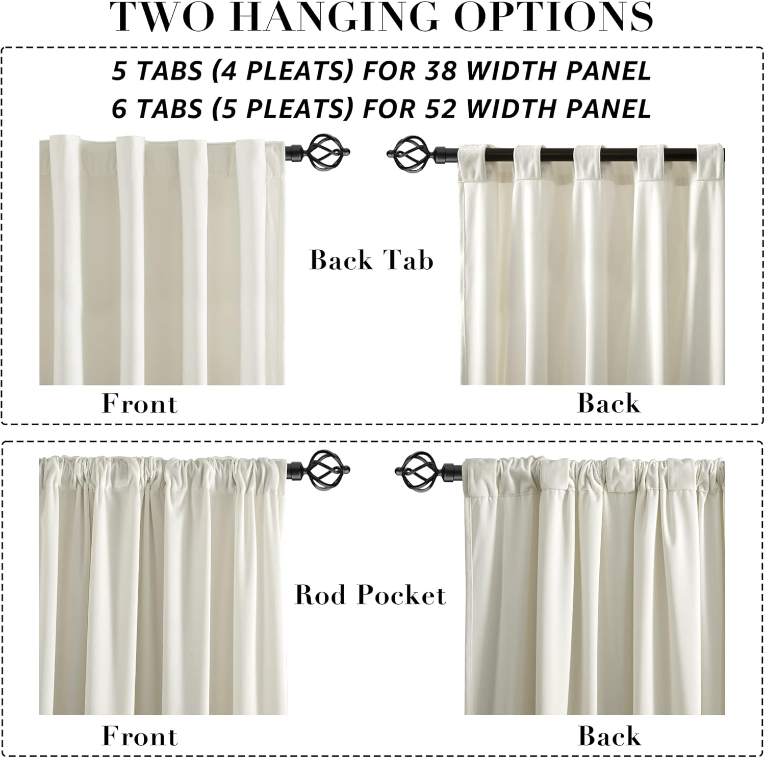 Cream Colored Room Darkening Curtains 80 Inch Length for Bedroom Closet Door,Lig... - Image 8