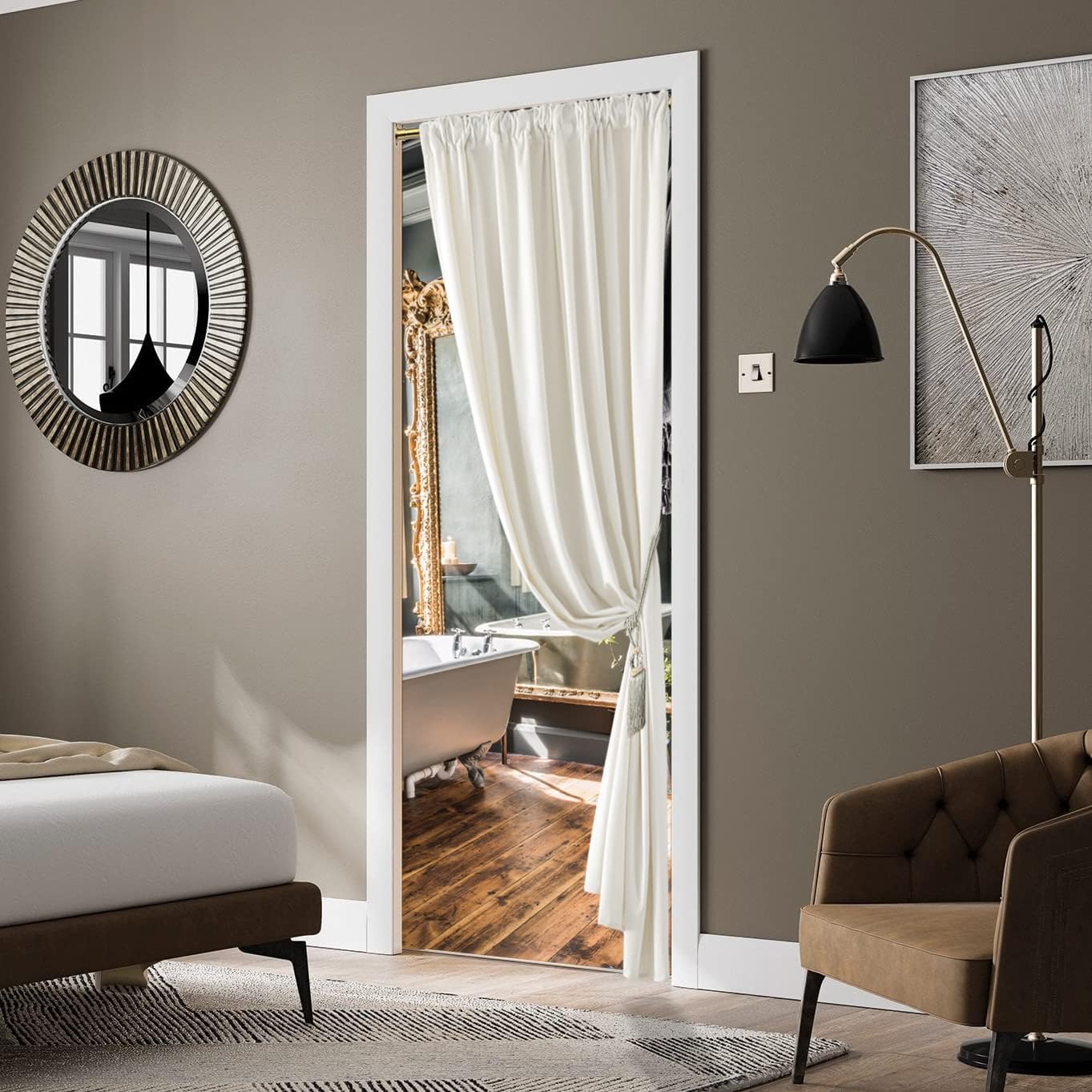 Cream Colored Room Darkening Curtains 80 Inch Length for Bedroom Closet Door,Lig... - Image 9
