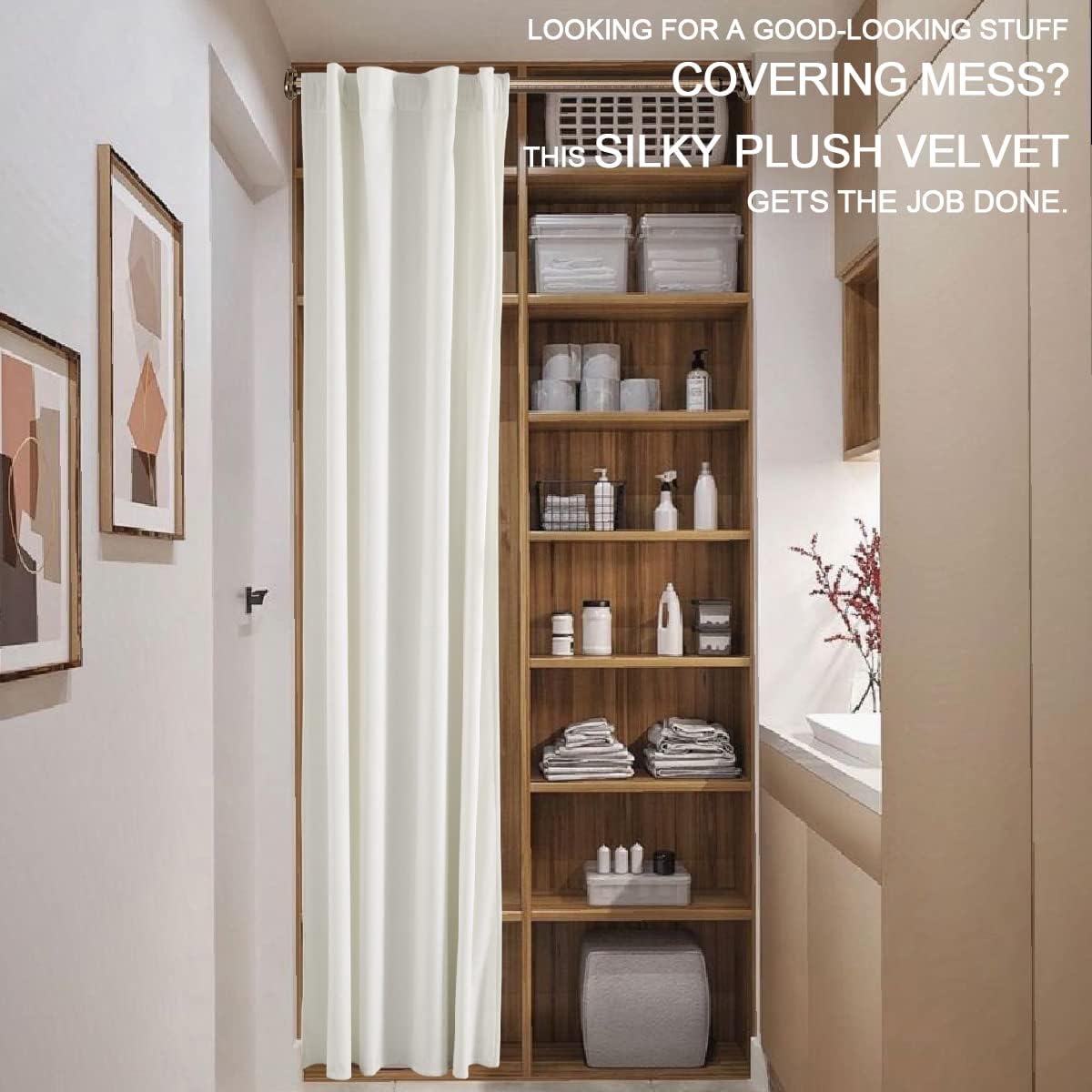 Cream Colored Room Darkening Curtains 80 Inch Length for Bedroom Closet Door,Lig... - Image 10
