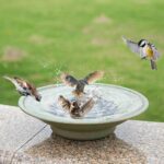 HOUYANG Solar Fountain Bird Bath, Metal Bird Bath Bubbler, Outdoor Bird Bath Bow... - Image 3