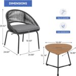 SUNSITT 3 Piece Outdoor Bistro Set, Patio Woven Rope Balcony Furniture Set w/Rem... - Image 3