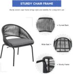 SUNSITT 3 Piece Outdoor Bistro Set, Patio Woven Rope Balcony Furniture Set w/Rem... - Image 4