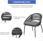 SUNSITT 3 Piece Outdoor Bistro Set, Patio Woven Rope Balcony Furniture Set w/Rem... - Image 5