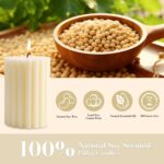 Ribbed Soy Pillar Candles Set of 3, Cashmere Amber Scented, Natural Soy Wax, 266... - Image 4