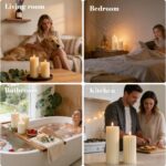 Ribbed Soy Pillar Candles Set of 3, Cashmere Amber Scented, Natural Soy Wax, 266... - Image 6