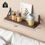 YGEOMER Brown Floating Shelves for Wall, 16.5 Inch Farmhouse Wall Shelves for Be... - Image 4