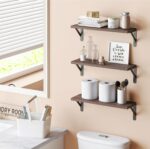 YGEOMER Brown Floating Shelves for Wall, 16.5 Inch Farmhouse Wall Shelves for Be... - Image 6