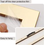 2 Piece Gold Rectangular Wall Mirrors, 15.7×7 Inch Geometric Wooden Frame Acryli... - Image 3