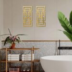 2 Piece Gold Rectangular Wall Mirrors, 15.7×7 Inch Geometric Wooden Frame Acryli... - Image 6