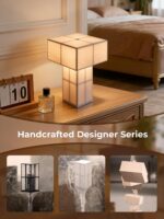 9.1''Modern Table Lamp with Silky White,Handmade Bedside Lamp for Home Decor,Cor... - Image 8