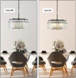Modern Chandeliers for Dining Room,20" Black Gold Luxury Water Ripple Glass Bedr... - Image 5