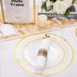 DaYammi 350PCS Clear Gold Plastic Dinnerware Set for 50 Guests Gold Plates Dispo... - Image 4
