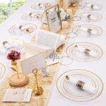 DaYammi 350PCS Clear Gold Plastic Dinnerware Set for 50 Guests Gold Plates Dispo... - Image 5