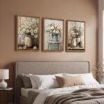 DUWQU 3 Piece Framed Elegant Farmhouse Canvas Wall Art, Vintage Floral Pictures ... - Image 4