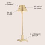 JONATHAN Y 26" Brushed Brass Gold Modern LED Table Lamp for Living Room Bedroom ... - Image 3
