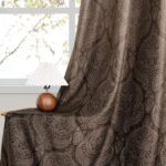 DWCN Brown Blackout Curtains 84 inches Length - Ombre Damask Patterned Back Tab/... - Image 5