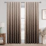 DWCN Brown Blackout Curtains 84 inches Length - Ombre Damask Patterned Back Tab/... - Image 6